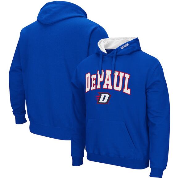 Colosseum Royal DePaul Blue Demons Arch and Logo Hoodie Men's Large - Picture 1 of 11
